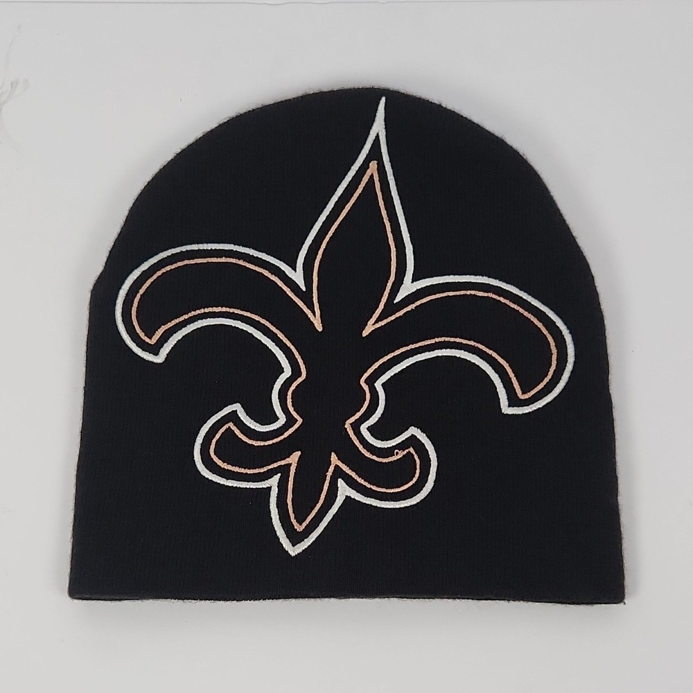 NFL Team Apparel New Orleans Saints NFL Knit Beanie Hat Black Gold One Size AOP